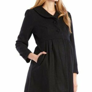 Dynashape Womens Black Club Collar Pea Coat Pockets Casual Size S